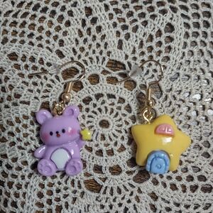 Cute Bear and Star Earrings